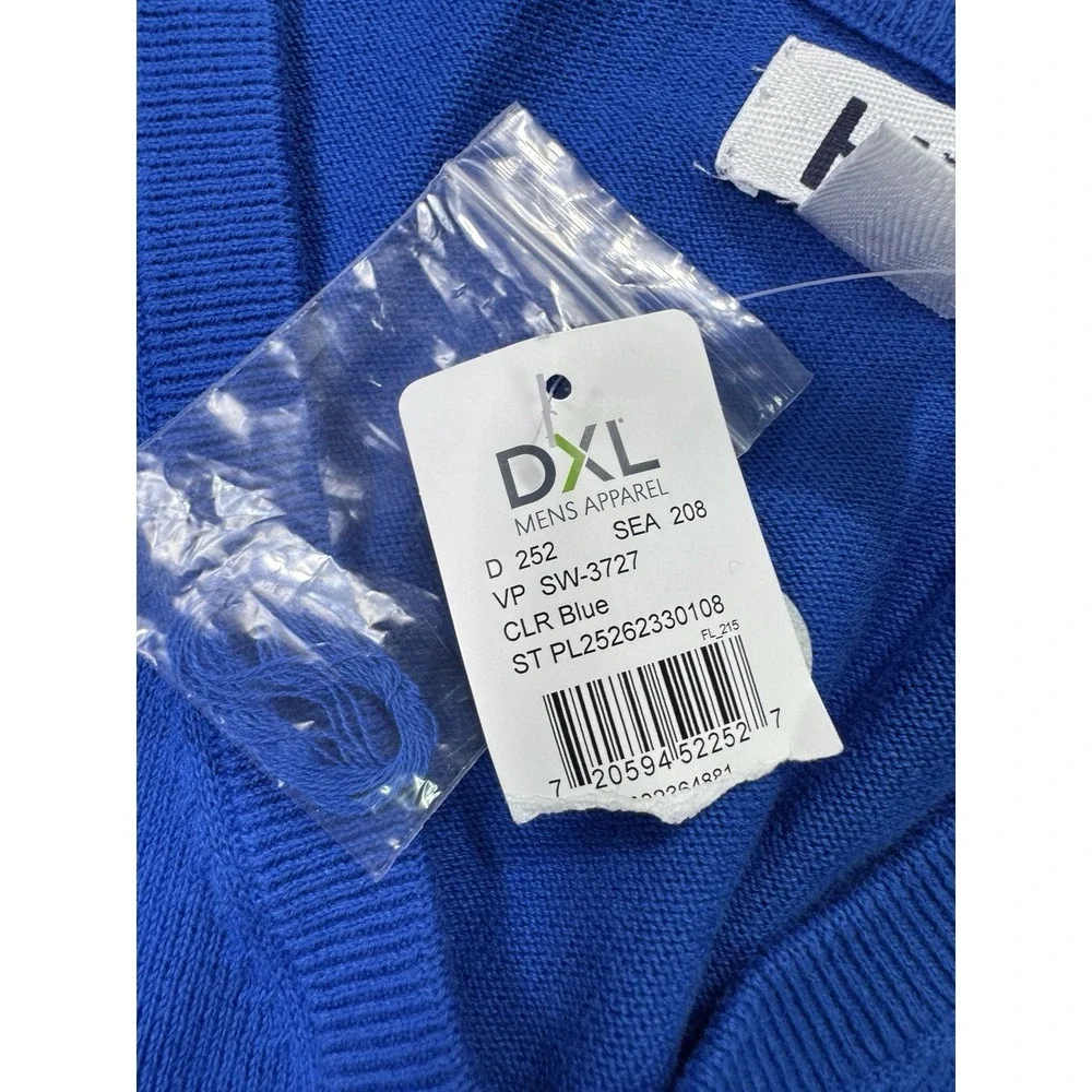 Harbor Bay Men's 4XL Blue Cotton V-Neck Sweater NWT Classic Modern Casual City